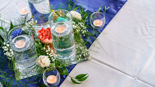 Decorated table at Vonderschmitt reception space.