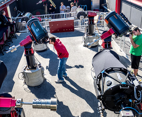 Students use telescopes in the Oakley Observatory.