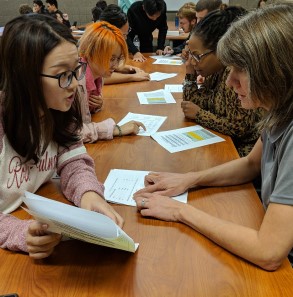 International students studying with tutors.