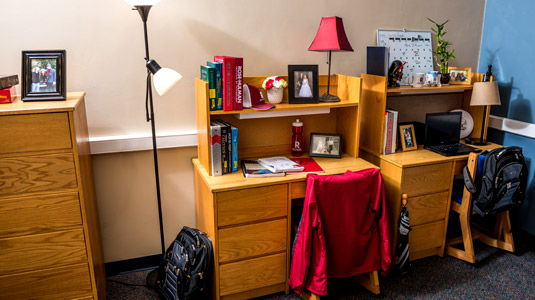 Desks in a room in Percopo Hall