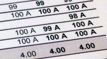 Close-up photo of grade report.