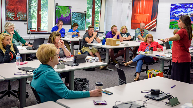 Teachers in a classroom during PRISM workshop