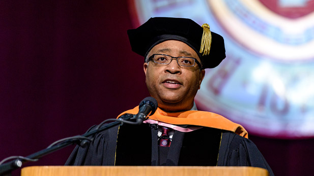 Darin Moody speaking at Rose-Hulman 2019 graduation ceremony.