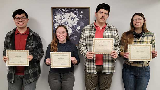 David Creen, junior Makenna Gill, senior Drake Bauernfeind, and senior Laura Wacaser