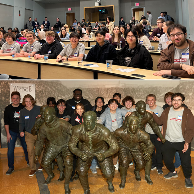 A group of Rose-Hulman students attended the Crossroads Classic Analytics Challenge kickoff at the NCAA Headquarters in Indianapolis.