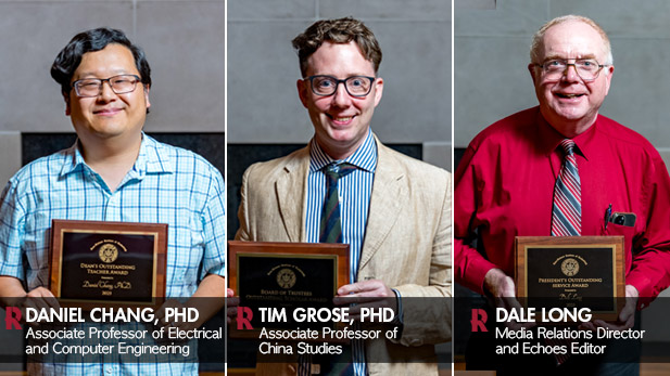 Daniel Chang, Tim Grose and Dale Long with their awards.