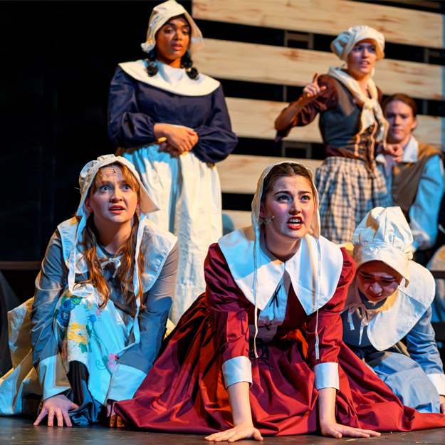 Rose-Hulman students dressed as Puritans perform "The Crucible."
