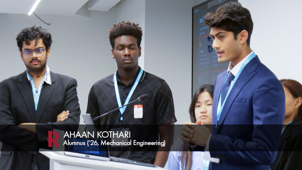 Ahaan Kothari presents at the Xtern Challenge.
