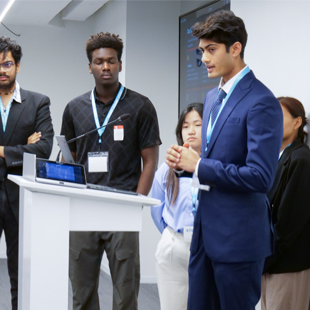 Ahaan Kothari presents at the Xtern Challenge.