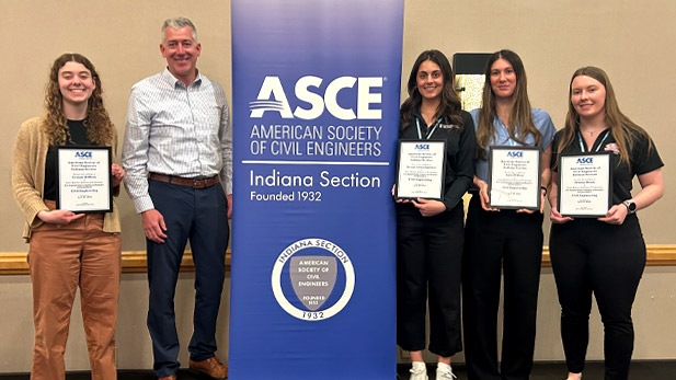 Four civil engineering students were at the American Society of Civil Engineers (ASCE) Indiana Section meeting.