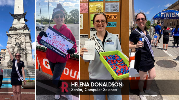 Collage image of Helena Donaldson serving as a 500 Festival Princess, leading outreach events across the state.